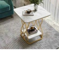 Bàn Cạnh mầu trăng Góc Sofa Mặt Đá Mặt Vuông